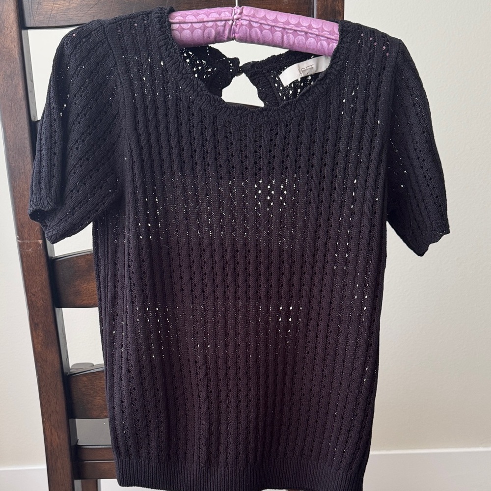 LOFT Black Short Sleeve Sweater